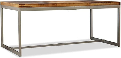 Rectangular Brown Acacia Wood Dining Table, Black Powder-Coated Steel Legs, 70.9" x 35.4" Kitchen Furniture for Dining Room, Seats 6, Sturdy Dinner Surface for Modern Homes