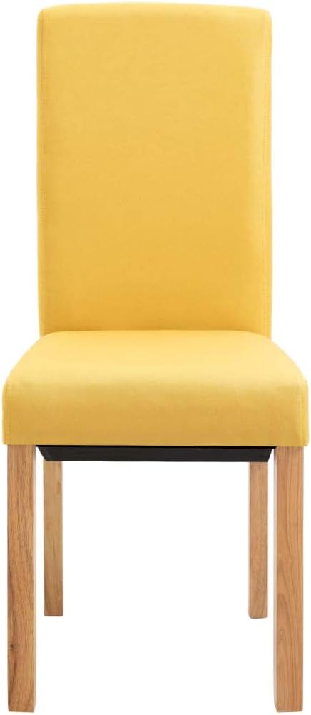 Modern Dining Chairs Set of 4 Yellow Fabric Upholstered Wooden Frame Accent Chairs for Kitchen Living Room Farmhouse Furniture