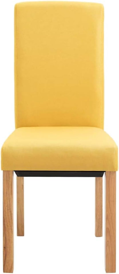 Dining Chairs Set of 4 Yellow Fabric Modern Farmhouse Style with Wood Frame for Dining Room Kitchen and Living Room