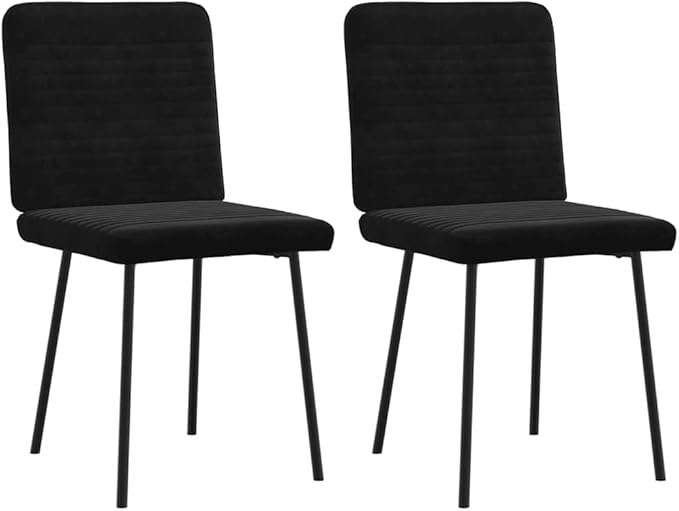 Modern Velvet Dining Chairs Set of 2 Black Metal Wood Frame Accent Chairs for Kitchen Living Room Dining Room Comfortable Furniture