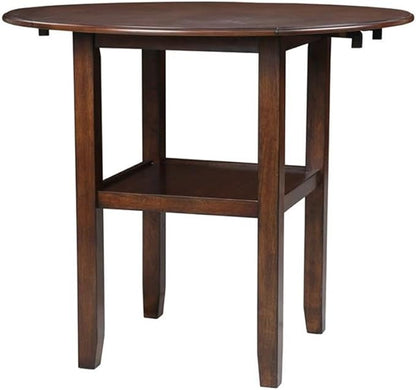 New Classic Furniture Gia 3-Piece Drop Leaf Counter Table Set with 2 Chairs, 42-Inch, Cherry