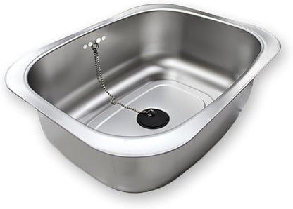 Stainless Steel Dishpan 9.9L/ Large Washing-up Bowl 9.9L, Multipurpose Kitchen Sink Bowl, Dish Tub, Vegetable Washing Basin (15.35L x 11.8W x 4.72H inches) / Rubber Cap Type