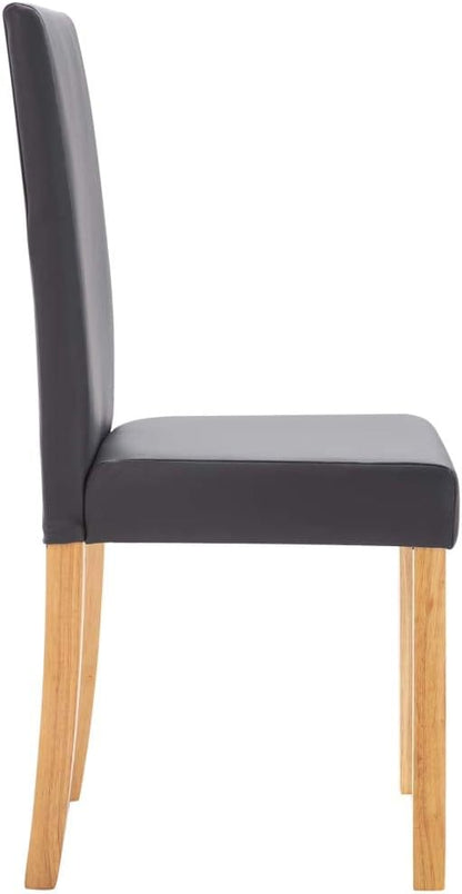 Set of 4 Gray Faux Leather Dining Chairs with 18.1 in Wood Legs Ergonomic Modern Accent Seating Matte Finish Easy Clean for Kitchen Dining Room Small Spaces