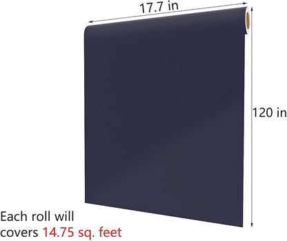 Decotalk Blue Wallpaper Self Adhesive Dark Blue Wallpaper Peel and Stick DarkBlue Contact Paper for Cabinets and Drawers Wall Paper for Bedroom Walls Removable 17.7"x120" Solid Color Vinyl Wrap