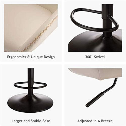 Glitzhome 3-Piece Pub Table and Chairs, Square Bar Height Adjustable Swivel PU Leather Bar Stools Set of 2, Rustic Dining Room Tables for Kitchen Island Bistro Office Living Room Small Space