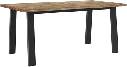 Solid Acacia Wood Dining Table Rectangular Brown 67 x 35 Inches Industrial Style Sturdy Steel Frame Seats 6 for Modern Kitchen and Dining Room Furniture