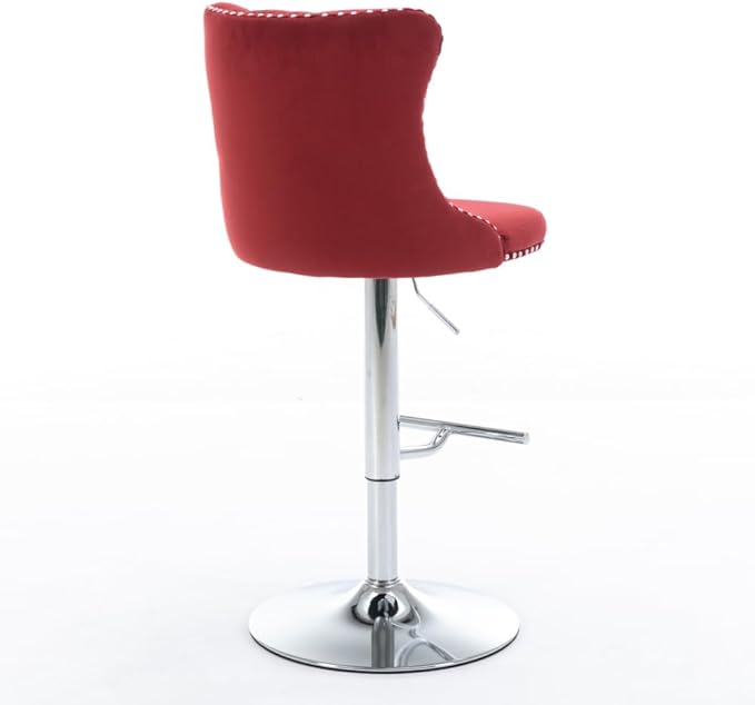 17.7 inch Base, Modern Upholstered Bar Stools with Backs Comfortable Tufted for Home Pub and Kitchen Island,Gray,Set of 2 (Foam + Burgundy + Velvet)