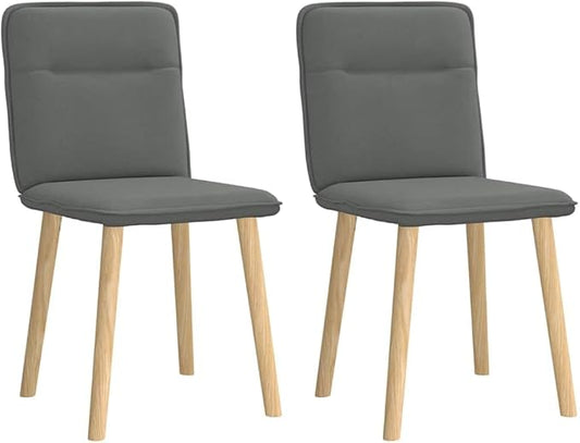 Modern Dining Chairs Set of 2 Dark Gray Fabric Upholstered Accent Chairs with Metal Wood Frame for Kitchen Living Room Farmhouse Decor