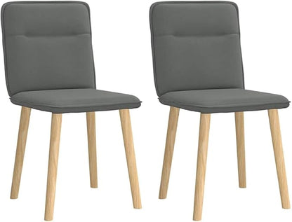 Dark Gray Fabric Dining Chairs Set of 2 Modern Farmhouse Design Metal-Wood Frame Comfortable Foam Seating for Kitchen Living Room Bedroom