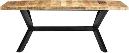 Industrial Dining Table Brown Solid Mango Wood 78.7 x 39.4 x 29.5 in Hairpin Leg Seats 6 Rustic Modern Rectangular Kitchen or Living Room Area