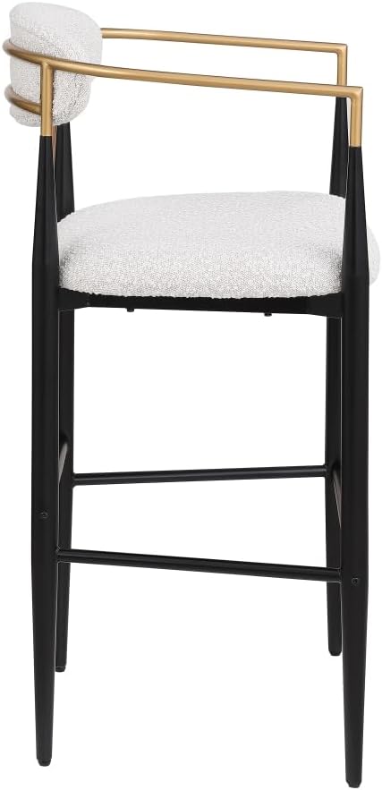 Padded Bar Stool Set with Backrest (2-Piece) — 29.75-inch seat Height fits Kitchen Islands 40.5 inches and Above, Supports up to 260 lbs. (Beige,Boucle)
