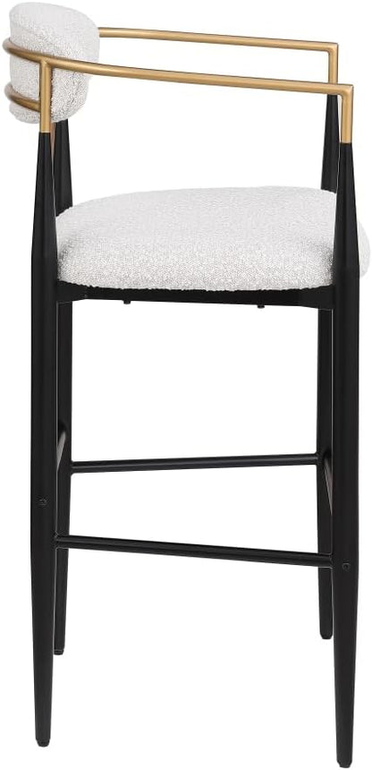 Padded Bar Stool Set with Backrest (2-Piece) — 29.75-inch seat Height fits Kitchen Islands 40.5 inches and Above, Supports up to 260 lbs. (Beige,Boucle)