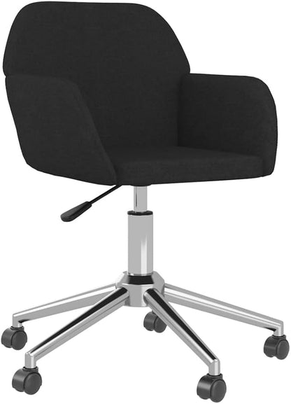Modern Swivel Dining Chairs 2-Pack Black Fabric Upholstered Accent Chairs with 360-Degree Rotation for Kitchen Living Room Bedroom Vanity