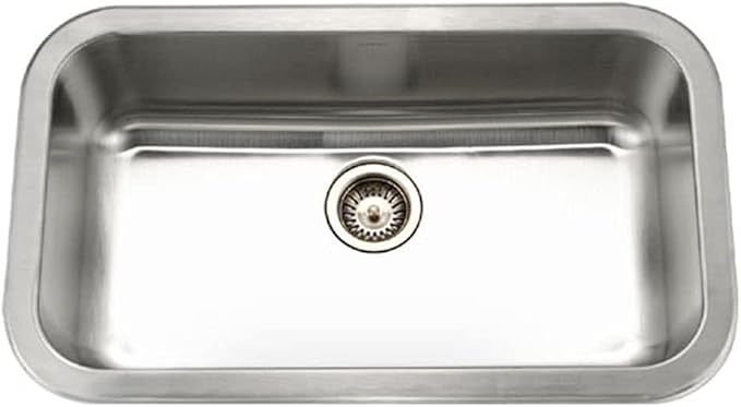 HOUZER MGS-3018-1 Medallion Gourmet Series Undermount Stainless Steel Kitchen Sink, Easy Installation, Large Single Bowl, Satin Finish, Strainer Included