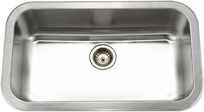 HOUZER MGS-3018-1 Medallion Gourmet Series Undermount Stainless Steel Kitchen Sink, Easy Installation, Large Single Bowl, Satin Finish, Strainer Included