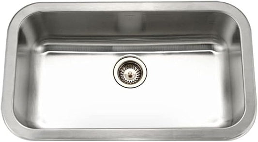 HOUZER MGS-3018-1 Medallion Gourmet Series Undermount Stainless Steel Kitchen Sink, Easy Installation, Large Single Bowl, Satin Finish, Strainer Included