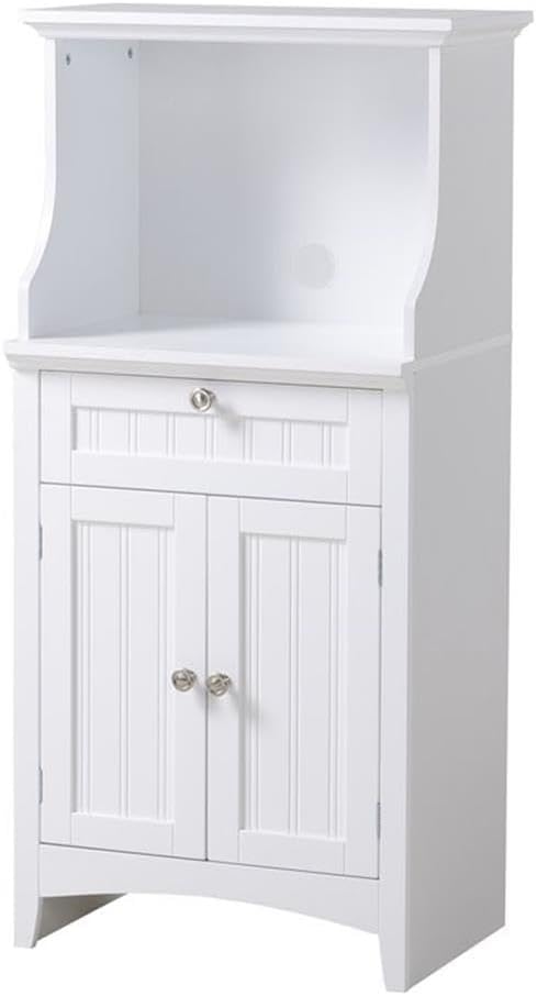 OS Home and Office Furniture 23.5" Wood Microwave/Coffee Maker Cabinet in White