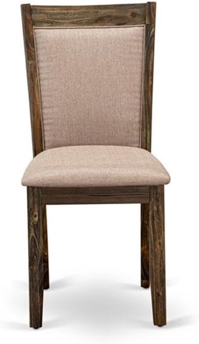 East West Furniture MZC7T16 Monza Parson Dining Chairs - Dark Khaki Linen Fabric Padded Chairs, Set of 2, Distressed Jacobean