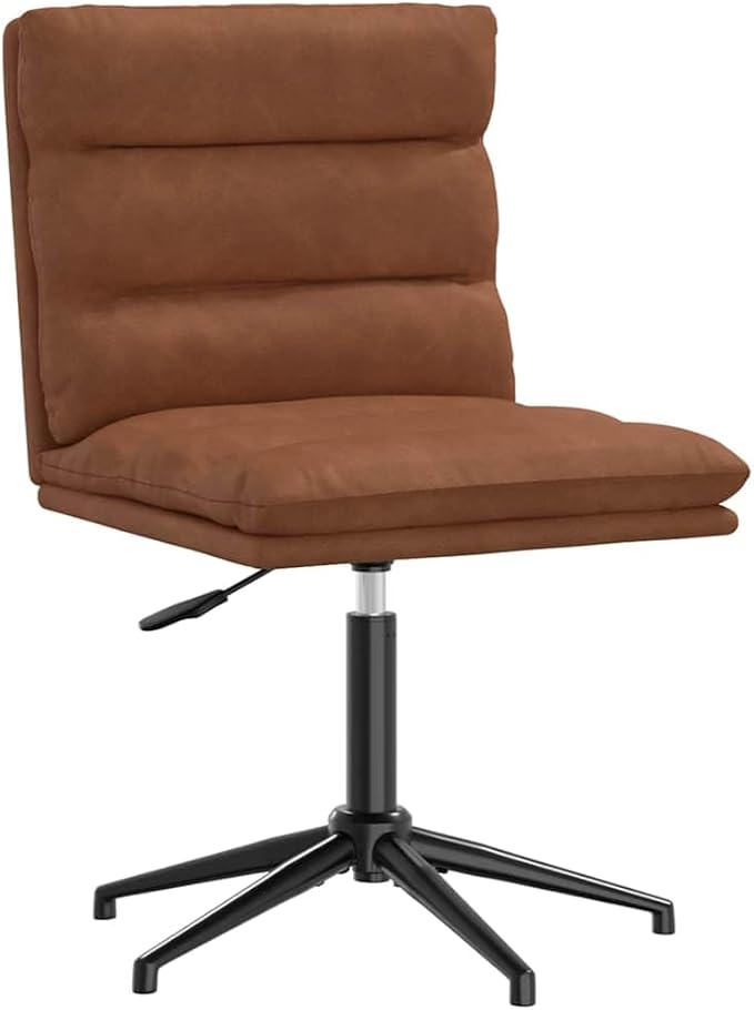 Height-Adjustable Brown Faux Leather Dining Chair with Ergonomic Seat 29-33 in, Matte Metal Frame for Kitchen, Bar or Small Dining Room