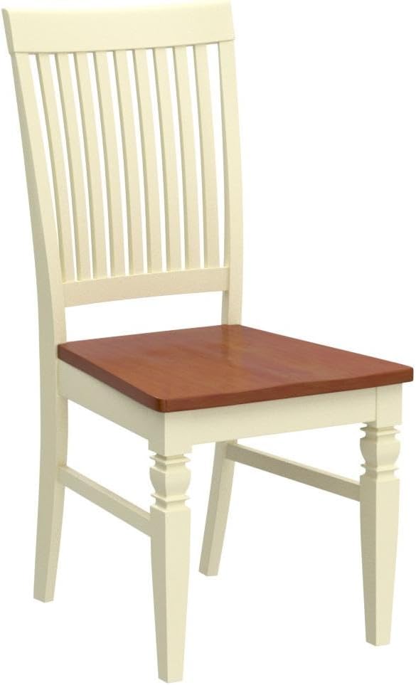 East West Furniture WEC-BMK-W Weston Kitchen Dining Chairs - Slat Back Wood Seat Chairs, Set of 2, Buttermilk & Cherry