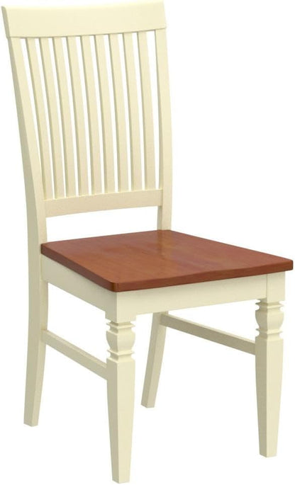 East West Furniture WEC-BMK-W Weston Kitchen Dining Chairs - Slat Back Wood Seat Chairs, Set of 2, Buttermilk & Cherry