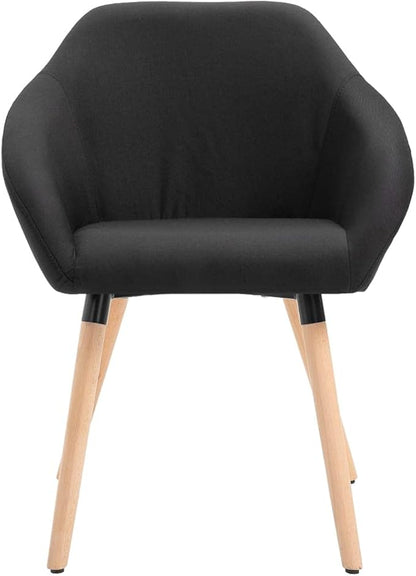 Set of 6 Black Fabric and Solid Wood Dining Chairs Ergonomic Design Modern Style for Dining Room Kitchen Living Room Furniture