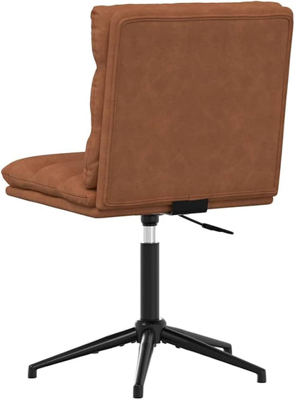 Brown Faux Leather Dining Chair with Adjustable Height - Modern Accent Chair for Kitchen Living Room Farmhouse - Sturdy Metal Wood Frame Comfortable Foam Seat