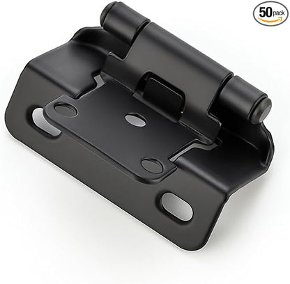 Ravinte 50 Pack 25 Pairs Semi-Overlay 1/2 inch Self-Closing Face Frame Cabinet Hinges Matte Black Half Wrap-Around Kitchen Cabinet Door Hinges Face Mount Cabinet Hardware