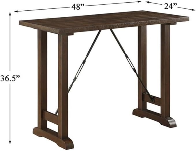 Pemberly Row 3 Piece Wood Counter Height Dining Set with Saddle Stools, Small Farmhouse Bar Table for 2 People, Tall Dinette Set for Smal Space, Dark Brown