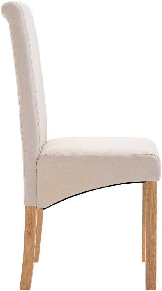 Modern Dining Chairs Set of 4 Cream Fabric Upholstered Farmhouse Kitchen Chairs with Wooden Frame for Dining Room Living Room, Ergonomic Design & Stable Construction