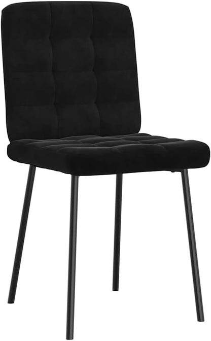 Modern Velvet Dining Chair Set of 2 Black with Metal Legs for Kitchen Dining Room Contemporary Furniture