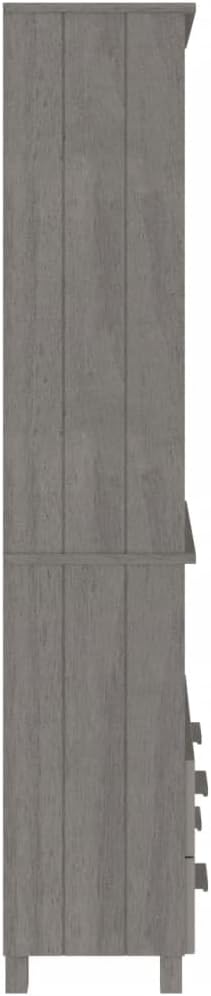 Highboard Set of 2, Light Grey Solid Pinewood MDF, Large Storage Cabinet for Living Room, Tall Buffet Cabinet with Sliding Doors Kitchen Furniture