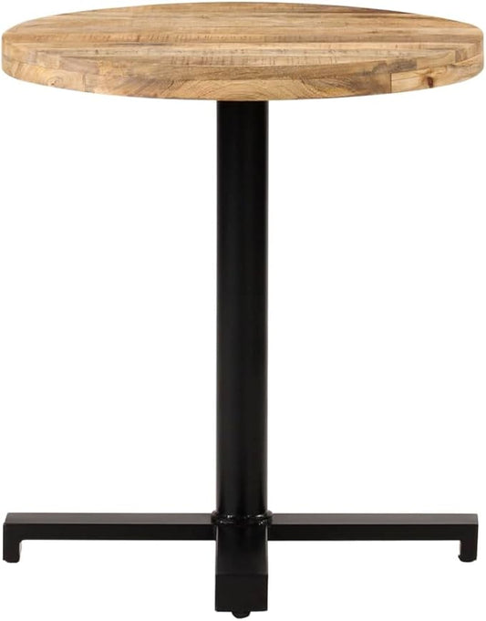 Round Bistro Table 27.6" Counter Height Dining Table with Natural Mango Wood Top and Iron Base for Kitchen Island, Patio, Small Spaces