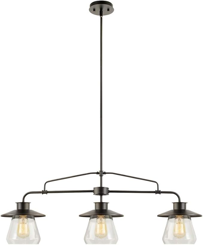 Globe Electric 64845 Nate 3-Light Pendant, Oil Rubbed Bronze, Clear Glass Shades, Bulb Not Included