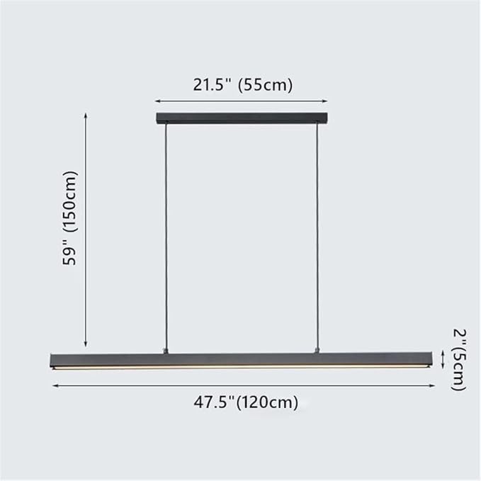 Minimalist Dimmable LED Chandelier for Dining Room, 3000k-6000k-One line Chandelier，Adjustable Height Nordic Linear Hanging Lamp for Kitchen and Cafe(Dimming,47 inches