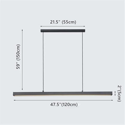 Minimalist Dimmable LED Chandelier for Dining Room, 3000k-6000k-One line Chandelier，Adjustable Height Nordic Linear Hanging Lamp for Kitchen and Cafe(Dimming,47 inches