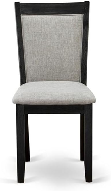 East West Furniture MZC6T06 Monza Parson Chairs - Shitake Linen Fabric Padded Dining Chairs, Set of 2, Wirebrushed Black