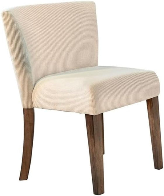 Pemberly Row Wood Dining Chair Set, Natural Finish, Upholstered Cushion Seat, Curved Backrest, Solid Wood Construction, Counter-Height Design for Kitchen Island or Bar Dining (Set of 2)