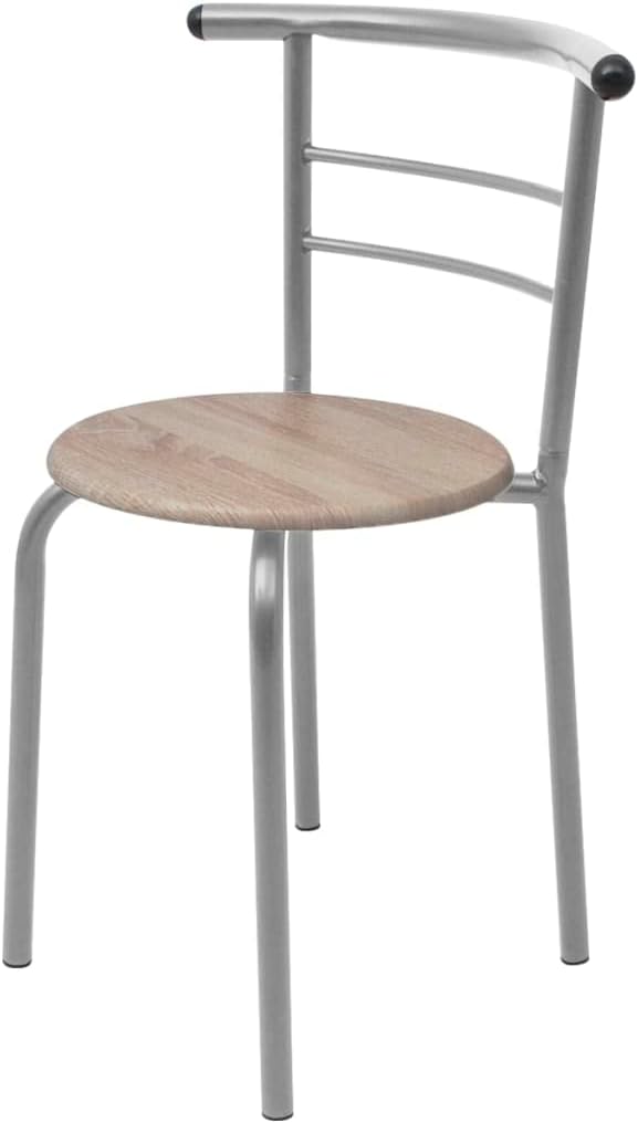 Modern Bar Table Set with Stools Silver MDF and Iron Rectangular Kitchen Dining Set for 2 Compact Space Saving Design Matte Finish