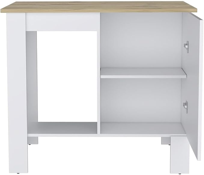 Kitchen Island 35" H with 1 Door Storage Cabinet 2 Internal Shelves and 1 Open Shelf Multi-Use Kitchen Table for Storage Practical