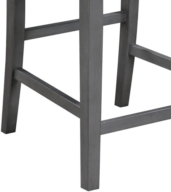 Lilola Home Graham Set of 2 Gray Finish Upholstered Counter Height Dining Chairs with Linen Seat, Rubberwood Legs, and Modern Slat Back — Comfortable Seating for Kitchen Islands & Dining Tables
