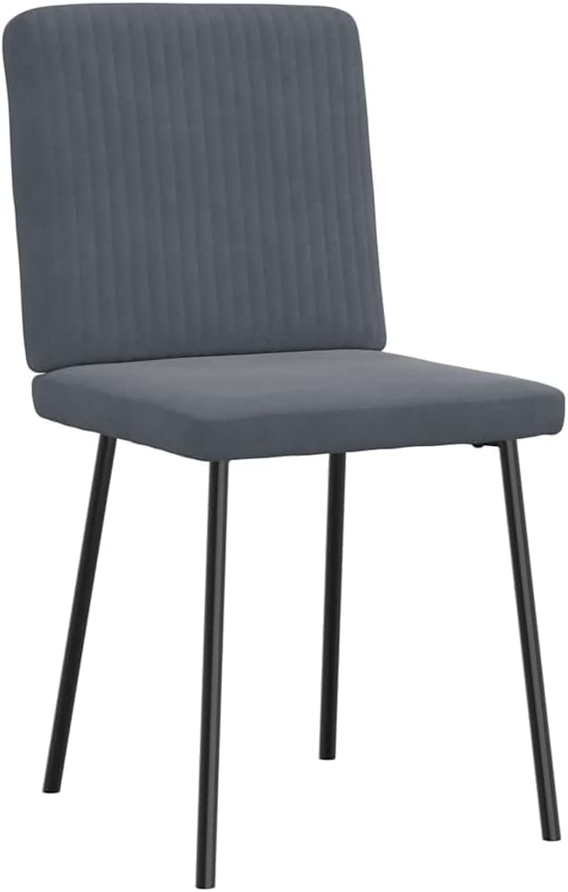 Modern Velvet Dining Chairs Set of 2 Dark Gray Accent Chairs with Metal Wood Frame - Sturdy Kitchen & Living Room Furniture, Comfortable Foam Padding