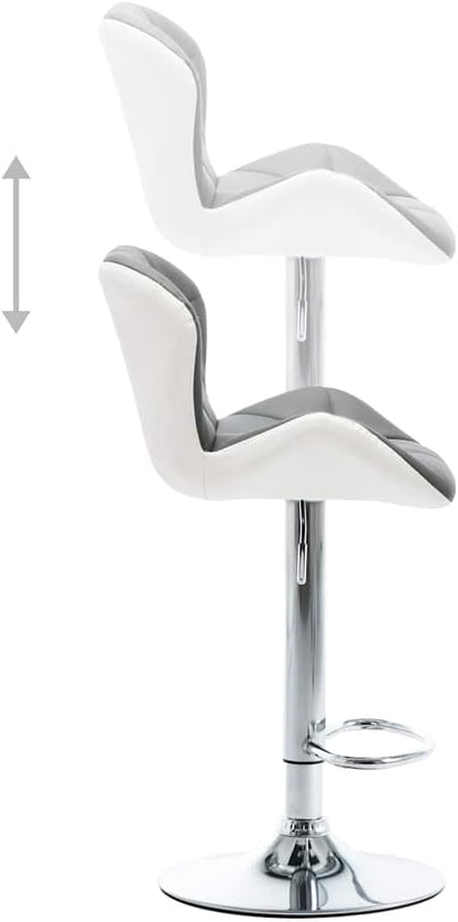 Modern Adjustable Bar Stool with Faux Leather Seat and Polished Chrome Frame, Grey Counter Height Swivel Stool for Kitchen Island Pub Dining Room
