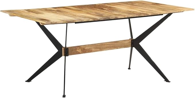 Industrial Dining Table Brown 70.9x35.4x29.9 inches Solid Mango Wood Top with Powder-Coated Steel Frame for Kitchen Dining Room Gatherings up to 6