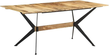 Industrial Dining Table Brown 70.9x35.4x29.9 inches Solid Mango Wood Top with Powder-Coated Steel Frame for Kitchen Dining Room Gatherings up to 6