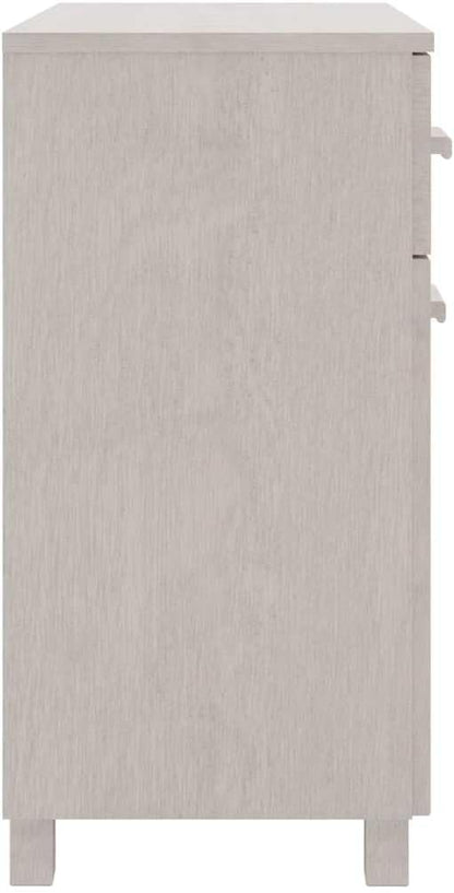 White Sideboard Buffet Cabinet with Storage, Solid Pine Wood Countertop, 31.1 x 15.7 x 31.5 in, Modern Console Table for Coffee Station, Dining Room, Kitchen or Entryway