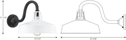 Progress Lighting Cedar Springs Collection 1-Light Farmhouse Outdoor Extra-Large Wall Lantern Light White
