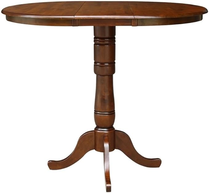 IC INTERNATIONAL CONCEPTS 36" Solid Wood Round Top Dining Table with 12" Leaf in Espresso