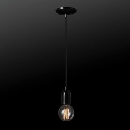 GLOBE Electric x Novogratz 60614 1-Light Pendant Light Fixture, Glossy Black, Faux Ceramic Socket, Braided Fabric Cord, Kitchen Island Lighting, Living Room Pendant Light, Hanging Lights for Bedroom