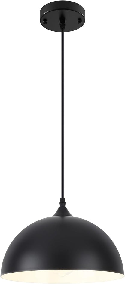 Farmhouse Pendant Lights Kitchen Island, 11.8 inches Black and White Pendant Light Fixtures, Black Dome Pendant Light, Modern Pendant Lights for Kitchen Island Dining Room Bedroom, 1 Pack
